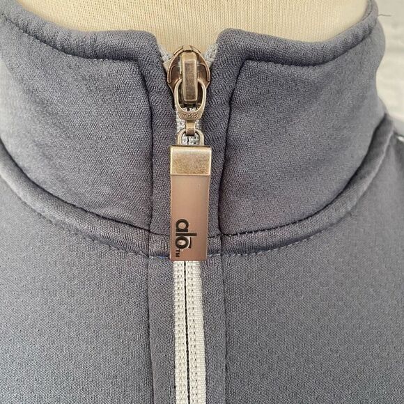 Alo cool fit men XL Longsleeve 1/4 zip mock turtleneck grey & blue - Picture 3 of 12